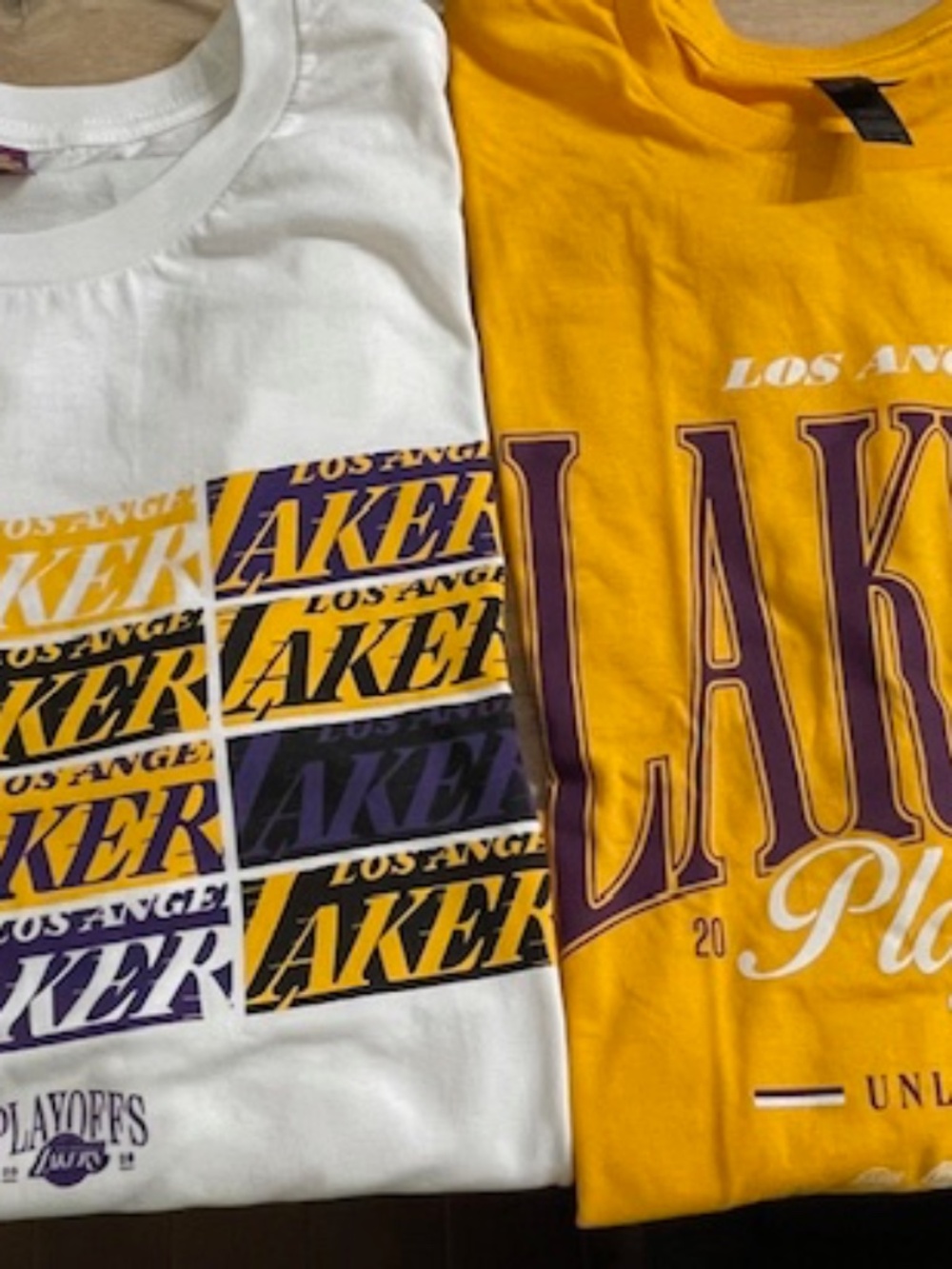 Los Angeles Lakers 2025 & 2026 Arena Givaway Playoff Ts--NEW/XL--RARE LOT OF 2